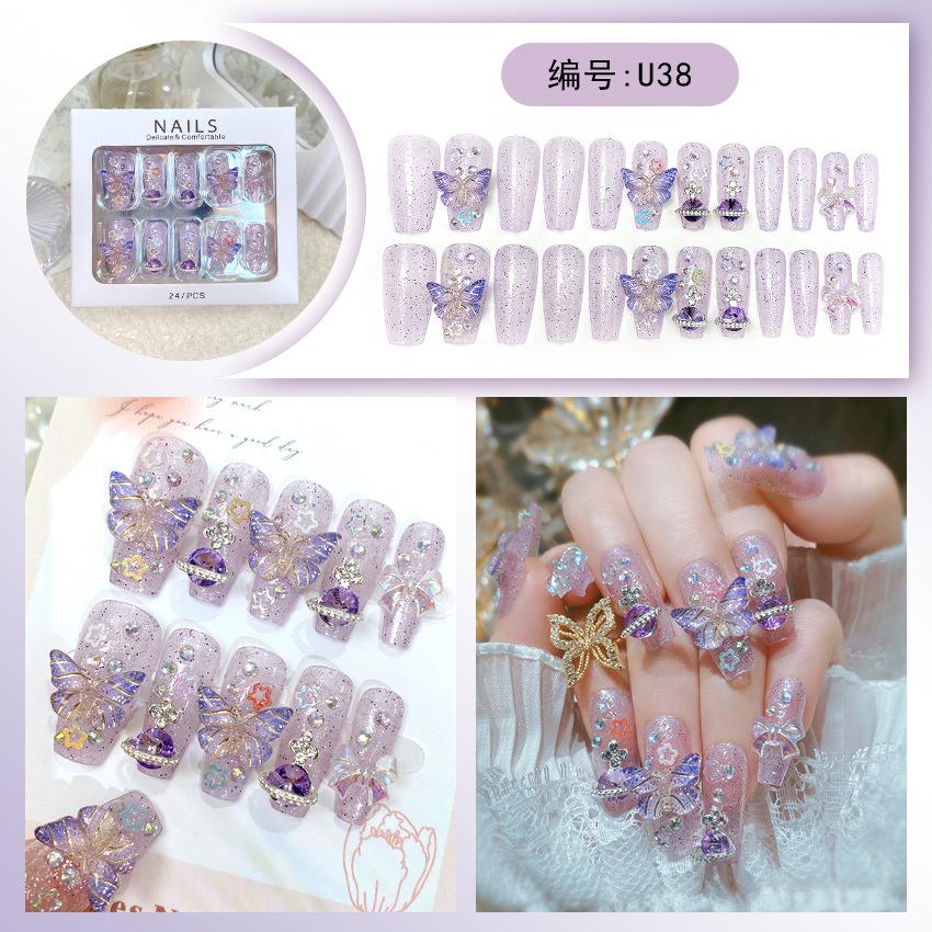 Handgefertigte Nagelkunst Tragenägel Fertigprodukte Fortgeschrittener Reiner Stil Nagelaufkleber Fertigprodukte Vollstein Großer Diamant Nagelaufkleber Kollektion