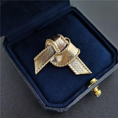 Broche de lazo de Color dorado Vintage para mujer y hombre, joyería, novedad de 2023