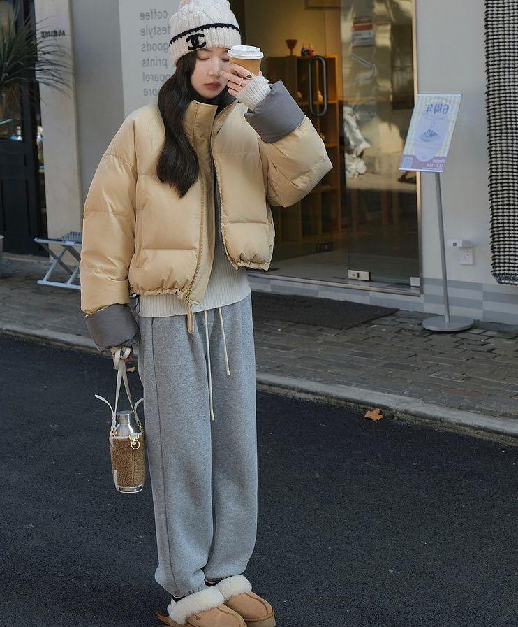 Koreansk stil dam kort vit ankdunjacka: Snygg, Varm, Mångsidig Vinterrock