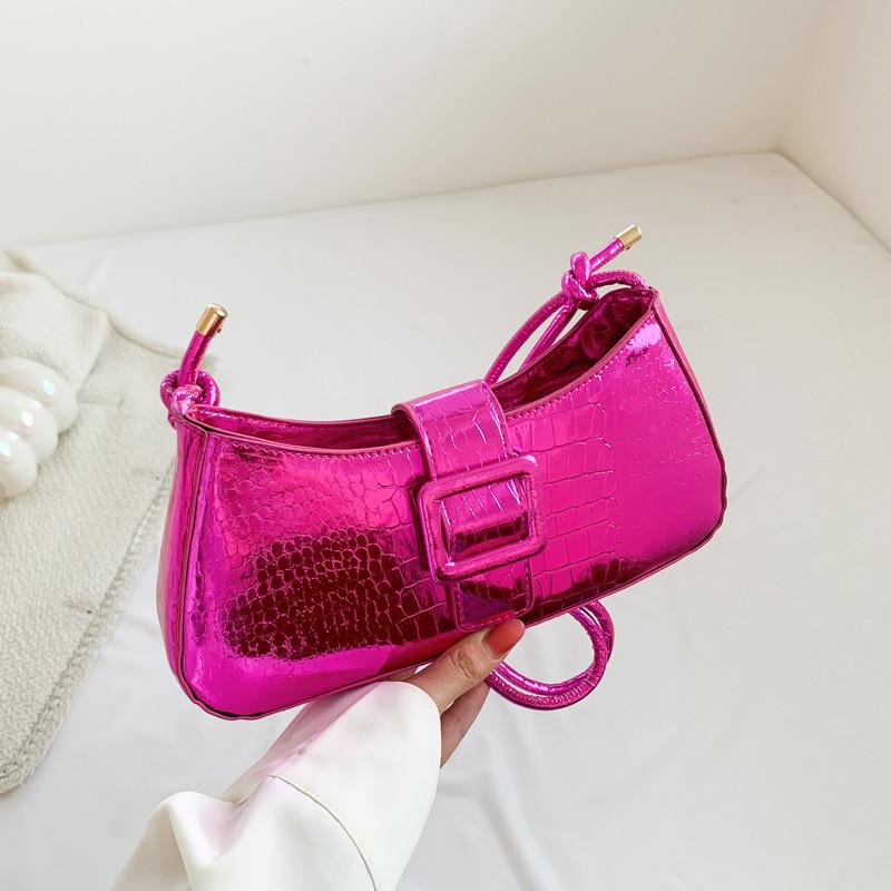 

Trendy Minimalist Pu Shoulder Bag For Women Stylish Vintage Handbag In Black Gold Blue Green Orange And Fuchsia фуксія