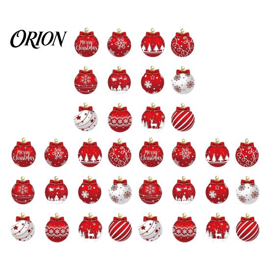 Ball Shape Hanging Ornaments Red White Christmas Balls, Wooden Ornaments, Snowflake Reindeer Baubles for Santa Designs, Festive Winter Holiday