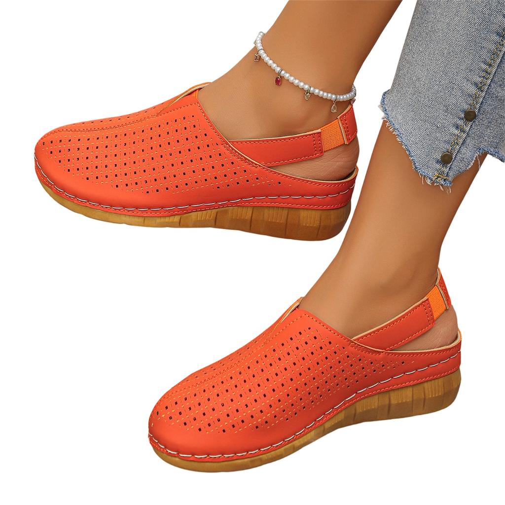 Women Casual Open Back Slingback Sandals Lightweight Breathable Hollow Out Design Slip On Summer Shoes Comfortable Walking Footwear