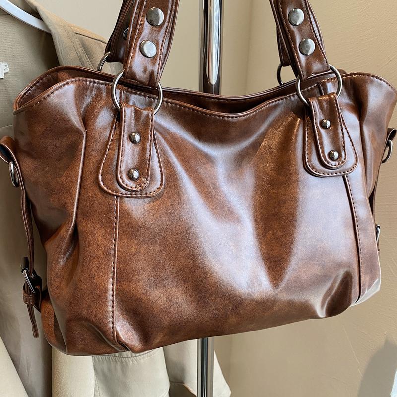 Vintage Damen PU Handtasche, Einfache Tragetasche, Messenger Bag mit großem Fassungsvermögen, Modische Alltags-Handtasche mit großem Fassungsvermögen, Vintage-Stil
