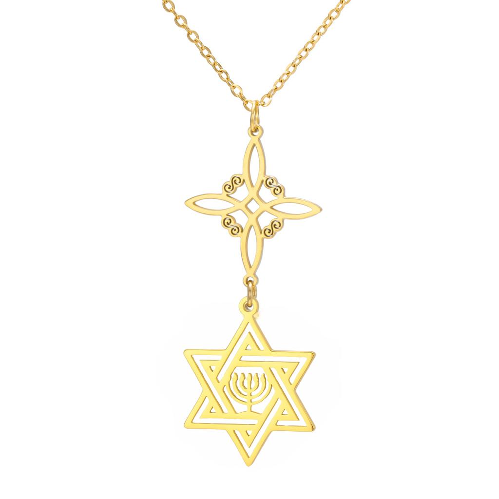 Dreamtimes VigWitches Knot Tetragrammaton Hexagram Candlestick Pendant Necklace for Women Men Witchcraft Wiccan Jewelry Gifts