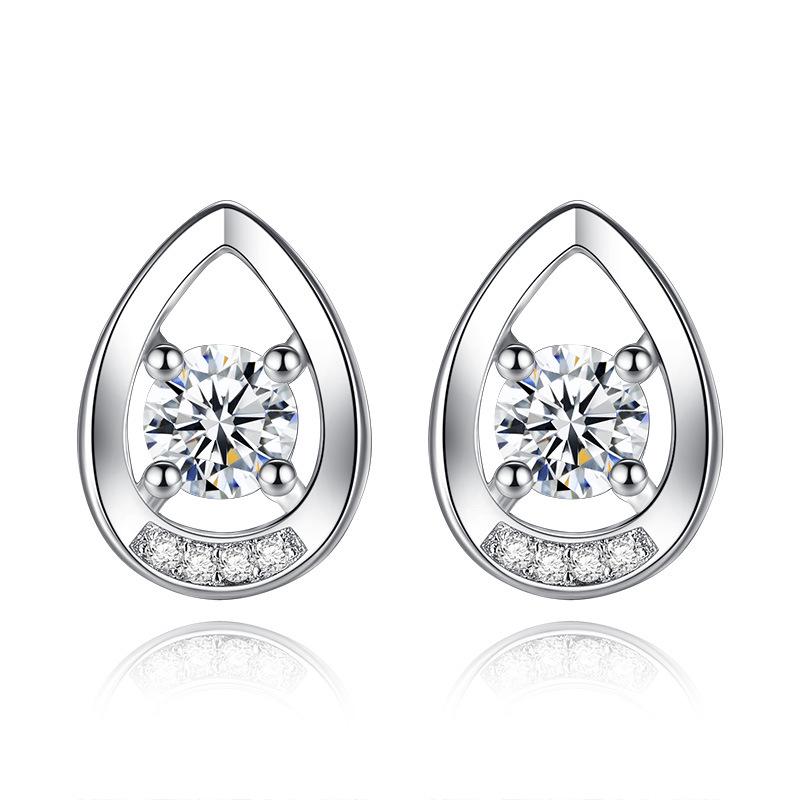 Korean New Design Fashion Water Drop  Girl Stud Earrings Luxury Transparent Glass Crystal Party Earrings for Women Gift