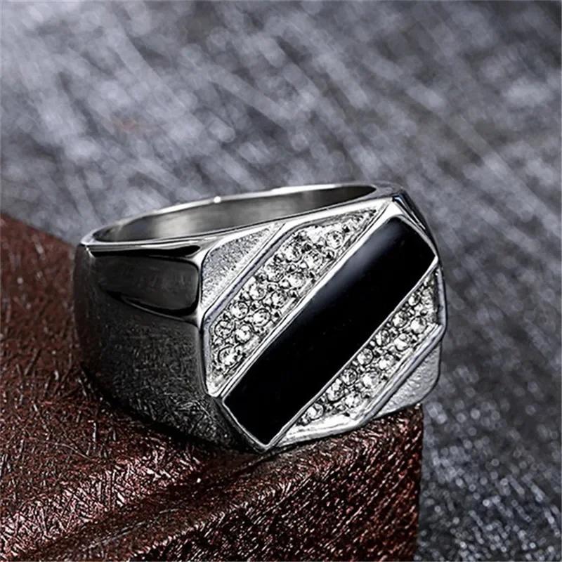 Biker Punk Style Rings for Men Width Signet Square Finger Fashion Brand Zircon Accessories Whole Sale