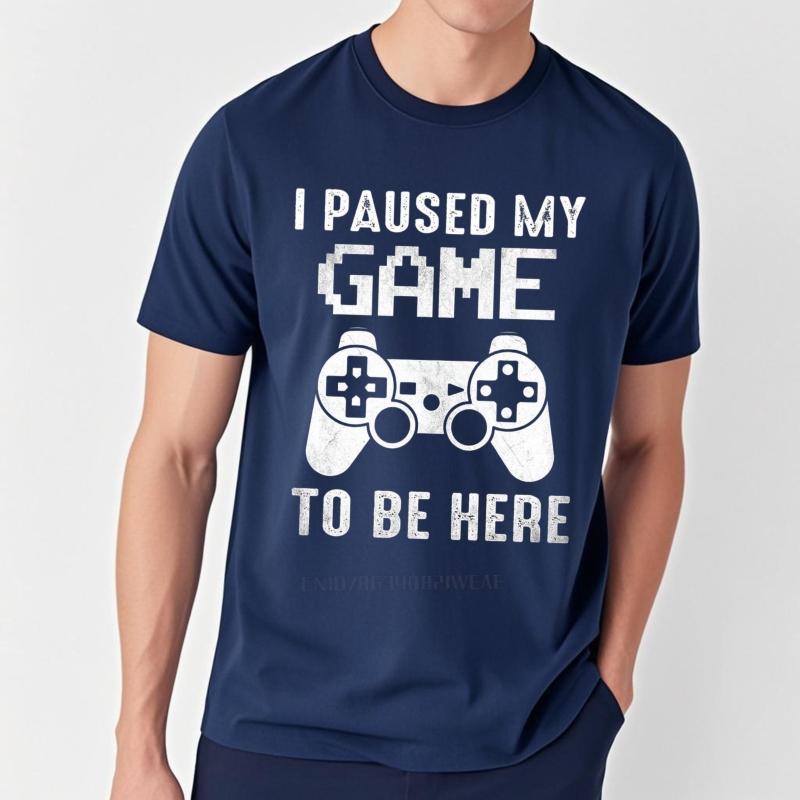 unisex summer Teenagers t-shirt I Paused My Game To Be Here Short Sleeve Printed Top tees men cotton t-shirt fashion tops
