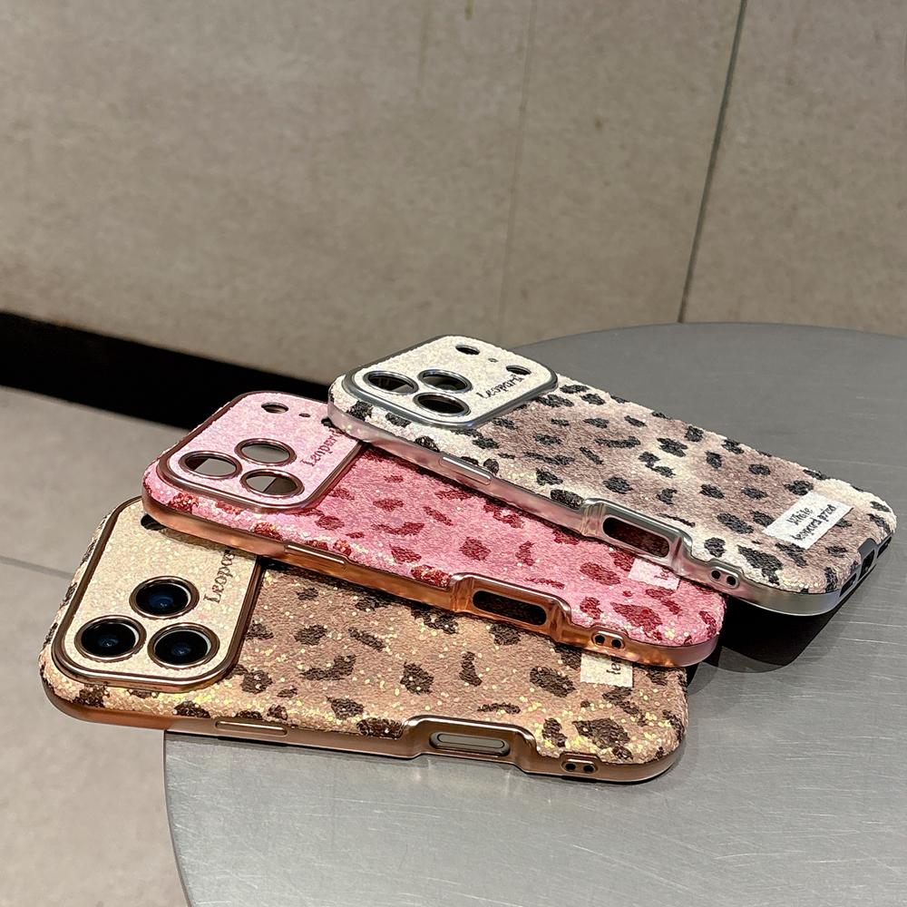 KEYSION Fashion Cute Leopard Print Phone Case for iPhone 14 15 16 17 Pro Max Rounded Edges Shockproof Cover for iPhone 15 16 17