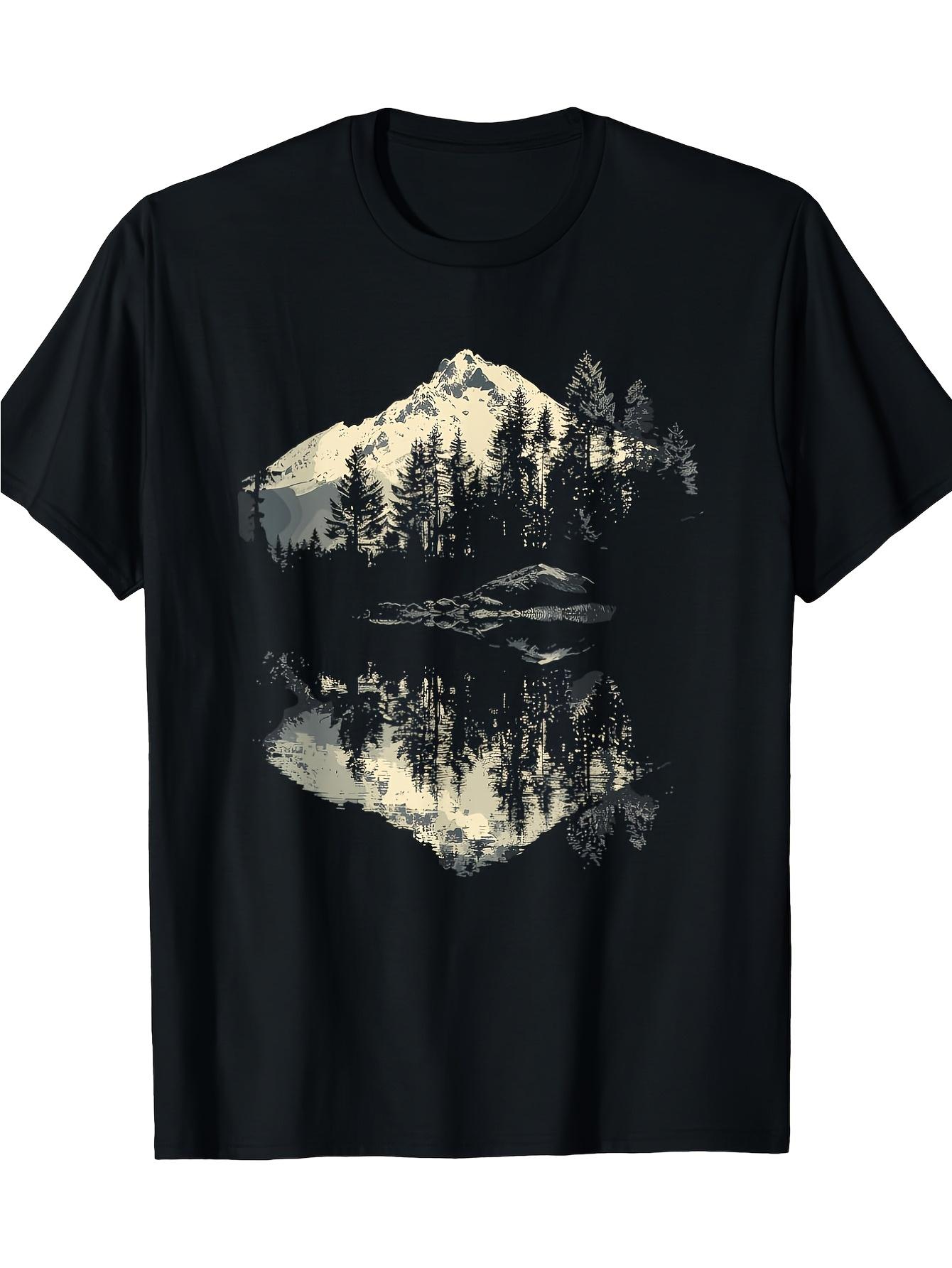 T-Shirt y2k Mountain Landscape & Forest Black S