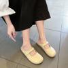 2025 Simple Round Head Mary Jane Shoes Women's Casual Commuting Versatile Light Mouth Half Drag Outside Wearing Generous Temperament Flat Shoes