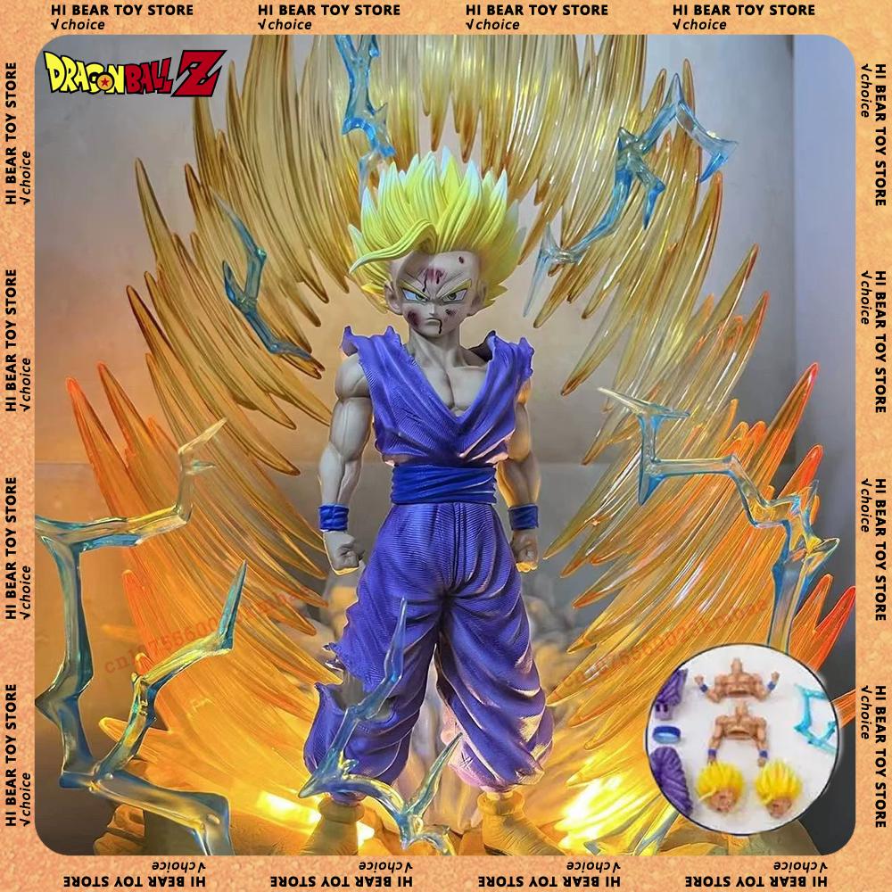 Drogan Boll Son Gohan Anime Figures Super Saiyan 2 Figurine Luminous Statue Replaceable Head Hand Model Fans Birthday Gifts Toys