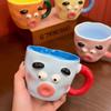 Personality Ugly Mouth Coffee Cup Ceramic Mug with Cover Water Cup Office Funny Trend Creative Coffee Milk Mug for Kitchenware