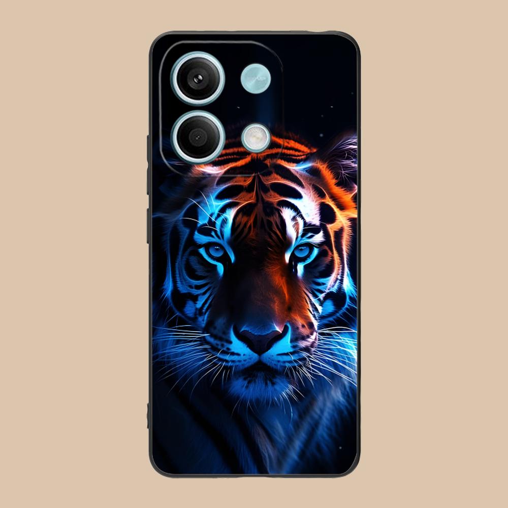 Tiger Neon Mobile Cell Phone Case for POCO M7 M6 M5 M4 M3 X7 X6 X5 X4 X3 Pro GT 5G Colorful Printing Cover Luxury Pretty Cover
