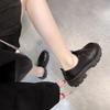 Small leather shoes autumn new lace-up black platform muffin single shoes women
