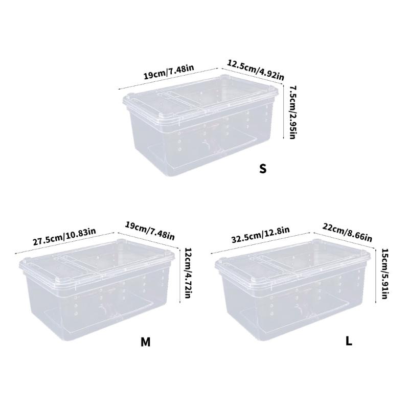 Spacious Reptiles Habitat Housing Container with Slide Out Fece Layer Waste Collection Drawer