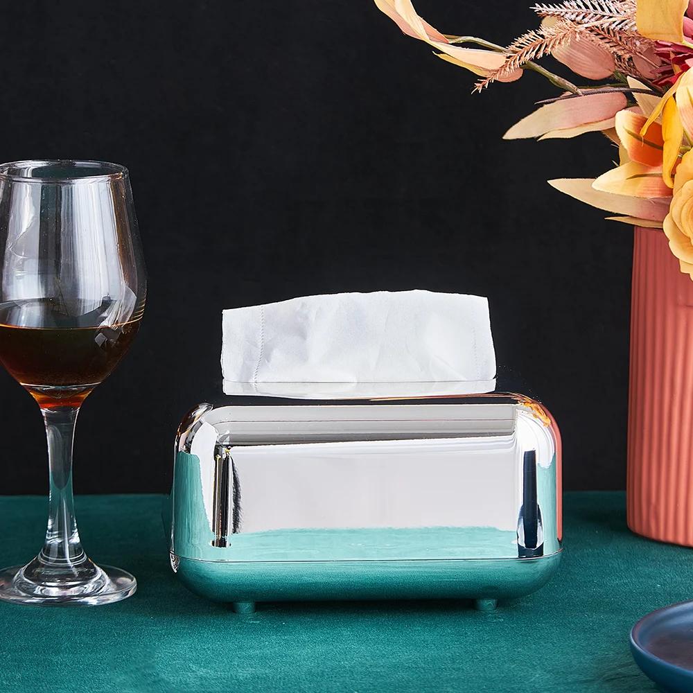 Luxury Golden Tissue Boxes Storage Napkin Holder Paper Case Organizer Ornament Craft Desktop Tissue Holder Kitchen Tissue Box "