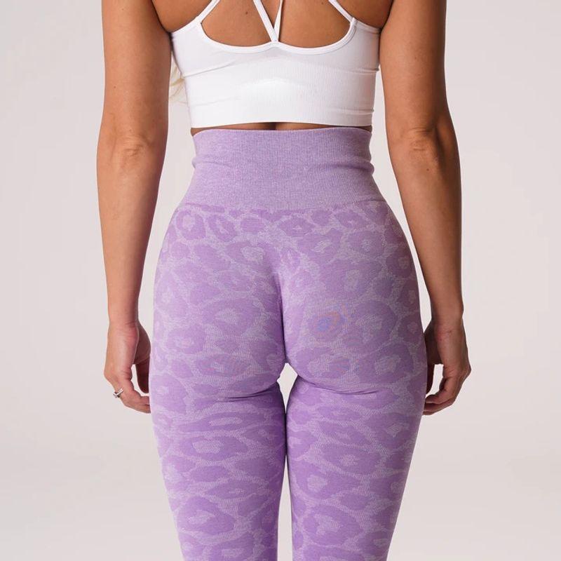 

Sexy High Waist Peach Hip Seamless Leopard Print Yoga Pants Light purple S (usually wear M)