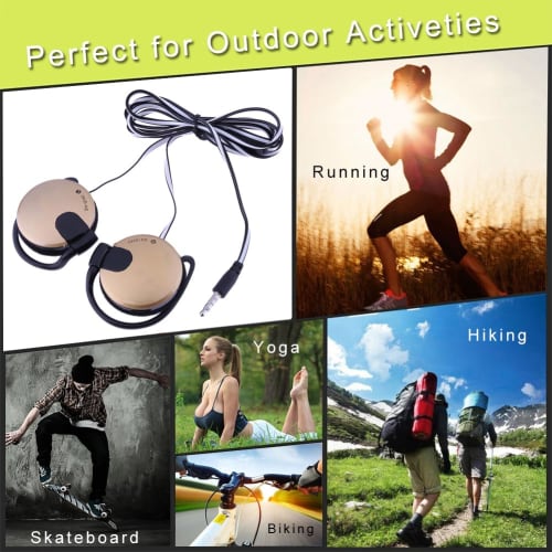 Wired Clip-on Headphones with 3.5mm Earhooks for Fitness | Hiking, Exercise, Over-Ear Gaming, Sports, and Mobile Phone Accessories, Yoga, Exercise, an
