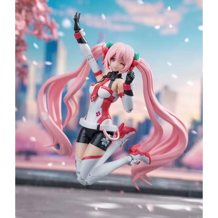 Bike Girl Sakura Pink Sonic Boom Mega Daughter Painted Mecha Armor Movable Assembly Plastic Model Figure Action Doll Gift Height 16cm Kit Figurine