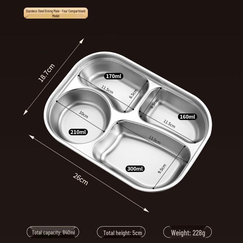 

Ru Han Stainless Steel Divided Lunch Tray