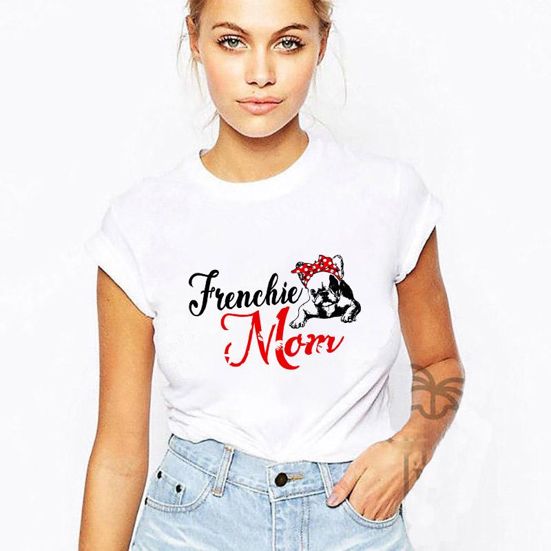 Unisexs White Short Sleeve Cute French Bulldog Mom Cartoon Harajuku Graphic Tee Gift