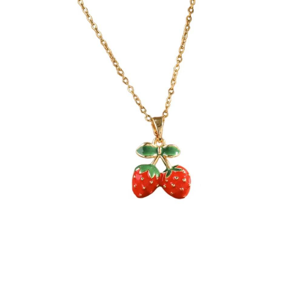 Fashion Strawberry Pendant Necklace for Women Korean Style Choker Chain Girl Gift Trendy Jewelry Necklaces Collares