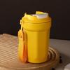 Portable Coffee Cup Double Layer Stainless Steel Thermos Cups with Rope Pure Color Leak-Proof Outdoor Travel Office Water Bottle