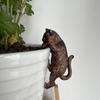 Creative imitation copper cat animal resin statue, suitable for home balcony garden flower pot garden decoration