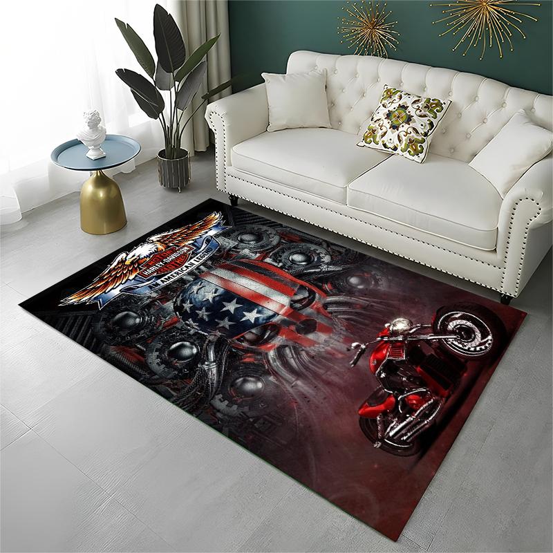Classic H-Harleys Racing Moto Carpet Rug for Playroom Bedroom Living Room Sofa Home Decor,kid Game Area Rug Non-slip Floor Mat