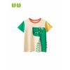 27kids Kids Short Sleeve T-Shirt Bottoming Shirt Children's Summer Clothing Boys Dinosaur Clothes Baby Color Matching 100% Cotton Coat