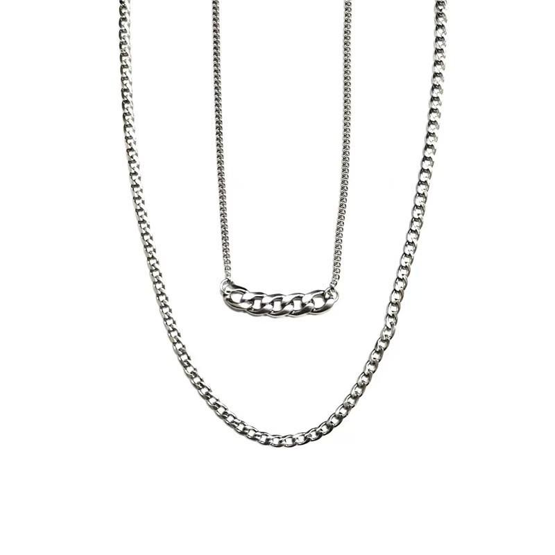 

Fashion ins hip-hop titanium steel necklace men s and women s personalized stainless steel retro autumn and winter double-layer long sweater chain