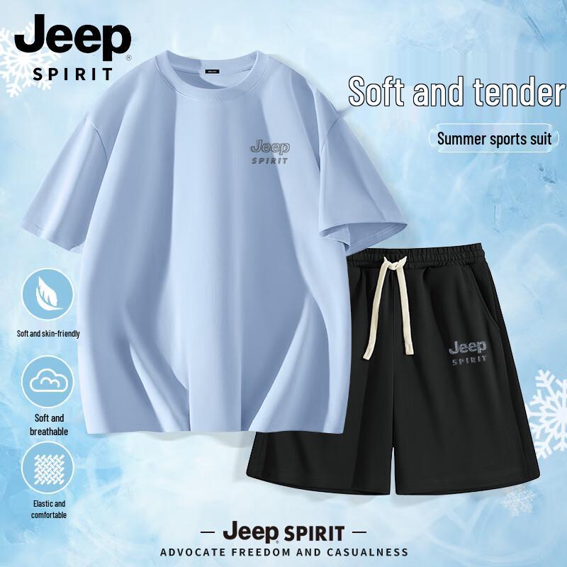 

JEEP SPIRIT Men s Cotton T-Shirt & Shorts Summer Outfit 4XL