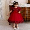 2025 Girls' Princess Formal Dress with Big Bow and Puffy Satin Skirt for Toddlers and Young Kids