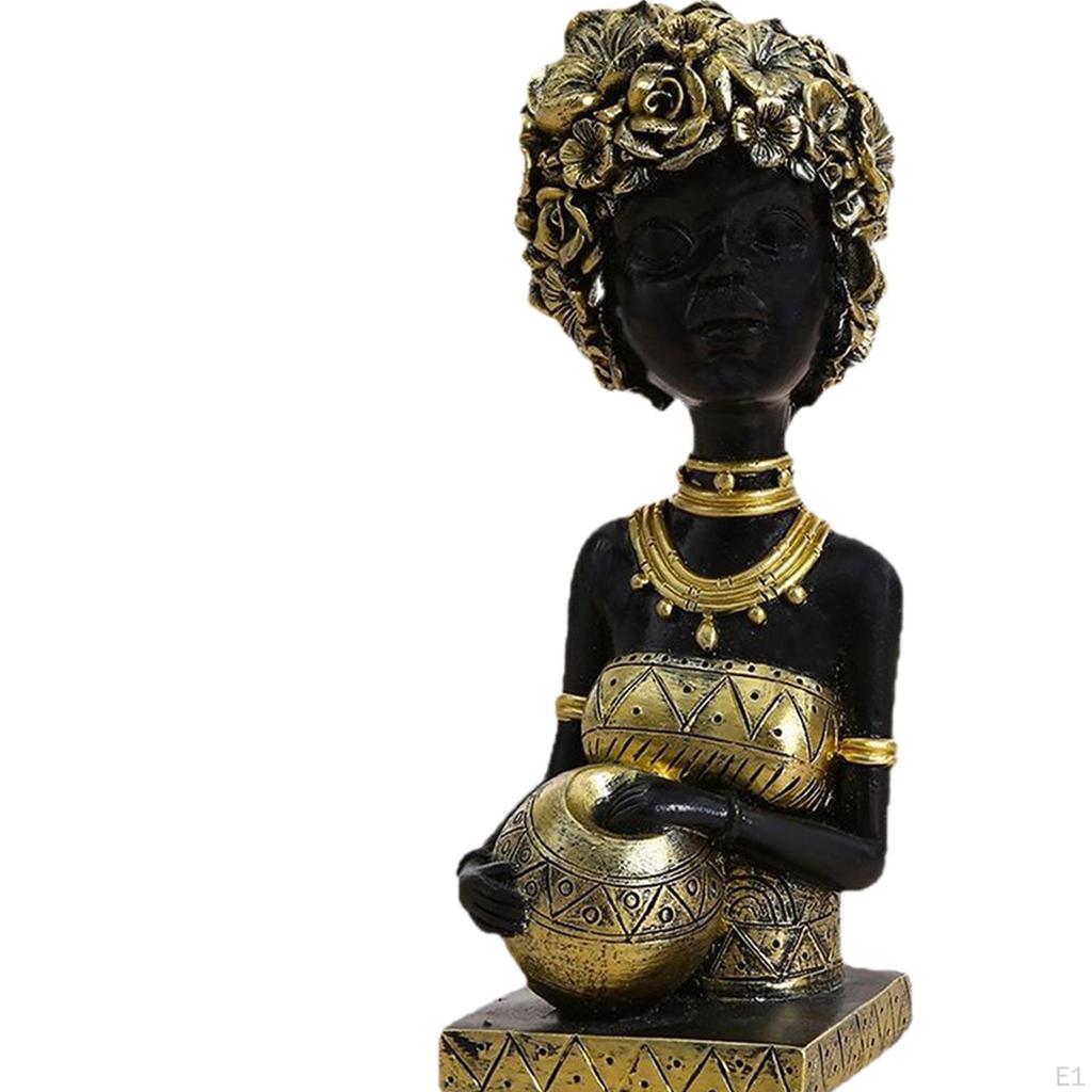 Afrikanische Dame Skulptur Tischfigur Leichtgewicht Kreativ Vintage-Stil Frauen Statue Zuhause