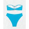 Diamond Rhinestones Bandeau Mid Waist Bikini Women Swimwear Female Swimsuit Two-pieces Bikini Set Bather Bathing Suit Swim