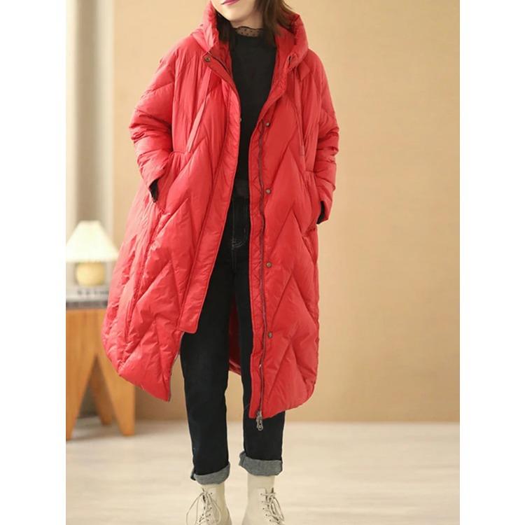 

Женское свободное длинное пальто 90% белого утиного пуха, куртка женская зимняя женская куртка с капюшоном, пуховые парки из перьев XL красный