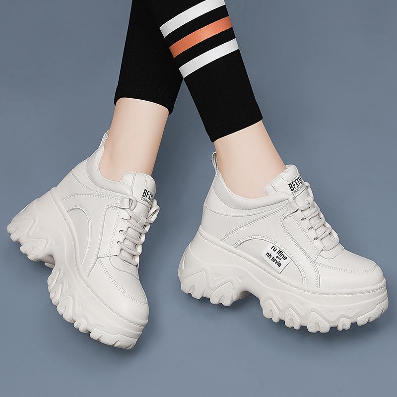 Höhenzunahme Damenschuhe cm kleiner Mann Herbst und Winter Freizeit Sport Schwarze Dad Shoes Hoher Schaft Atmungsaktiv