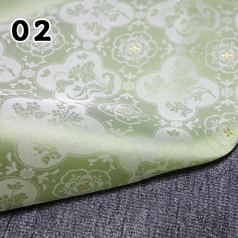 1m High End Jacquard Fabric Small Golden Osmanthus Lotus Flower Brocade Fabric for Cheongsam Horse Face Skirt DIY Sewing