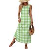Women Sleeveless Summer Dress Casual Loose Fit Maxi Dress with Pockets Beach Vacation Sundress Lightweight Comfortable