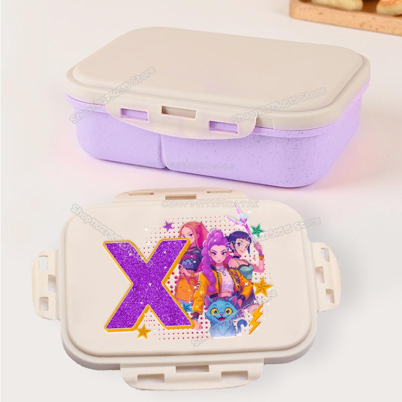 Kpop Demon Hunters Letter A-Z Bento Boxes Rumi Mira Zoey Student Lunch Box School Office Microwave Portable Fruit Food Container