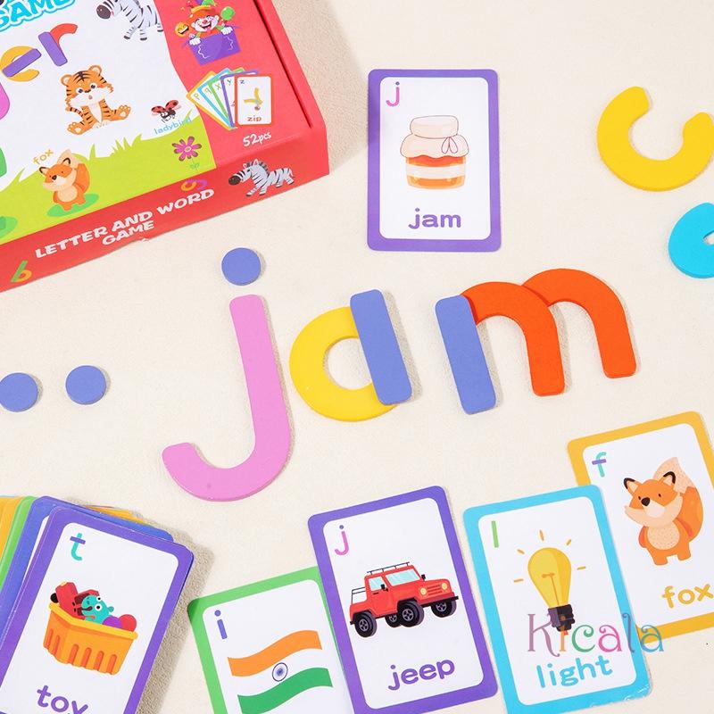 Wooden Puzzle Cartoon Animal See Spell Learning Toys English Alphabet Sight Words & Matching Letter Games Gift For Kids Toys