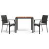 VidaXL Ensemble de salle à manger de jardin avec coussins 3 pcs Noir 3184987