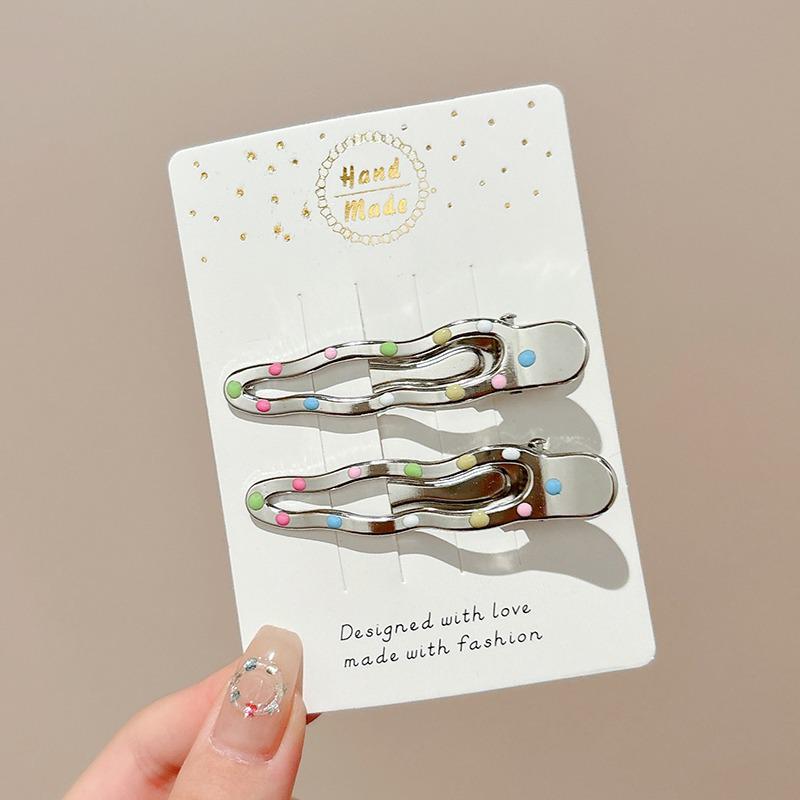 Zhao Lusi Polka Dot Metal Duckbill Hair Clip - Cute Women's Side Bangs Headdress Hairpin