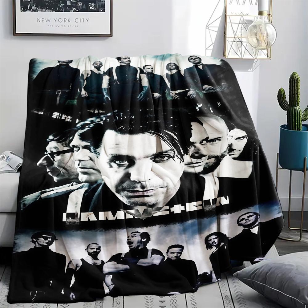 1PC Rammstein Band Print Flannel Blanket, High Quality All Seasons, Home Decor, Warmth and Comfort, Perfect for Christmas Gifts