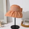 Windproof Women Pearl Bucket Hat Sun Protection Beach Cap Hot Big Brim Sun Hat  Women Men