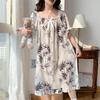 Women's Plus Size Ice Silk Nightdress - Summer Over-the-Knee, High-End, Loose Fit, Thin Section for Sizes Up To 300 Jin