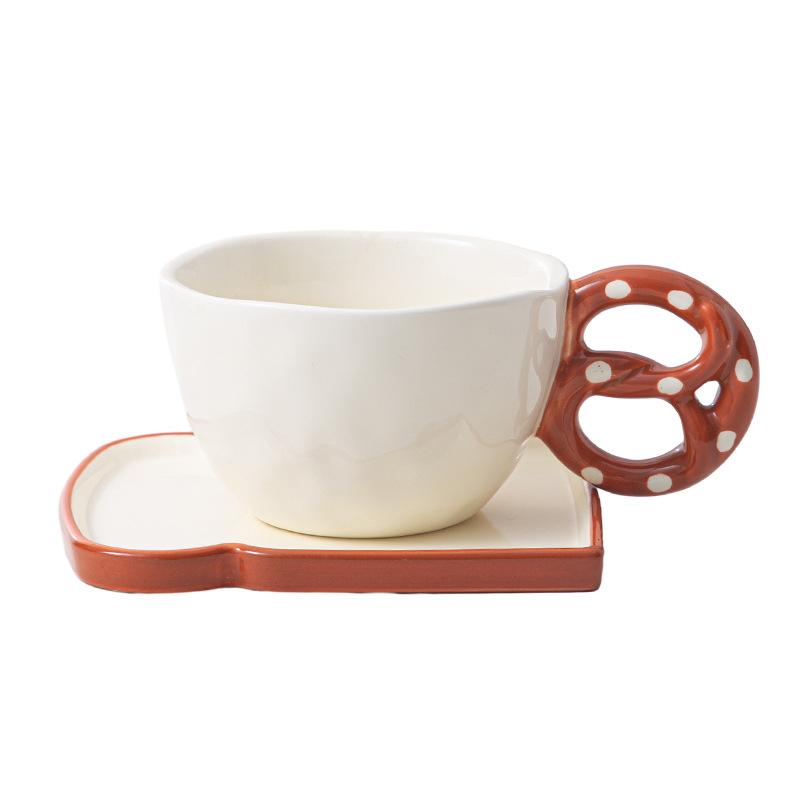 Creative Ceramic Bread Coffee Cup Saucer Set Household Afternoon Tea Cup Big Easy Tea Cup Drinking Cup Breakfast Cup
