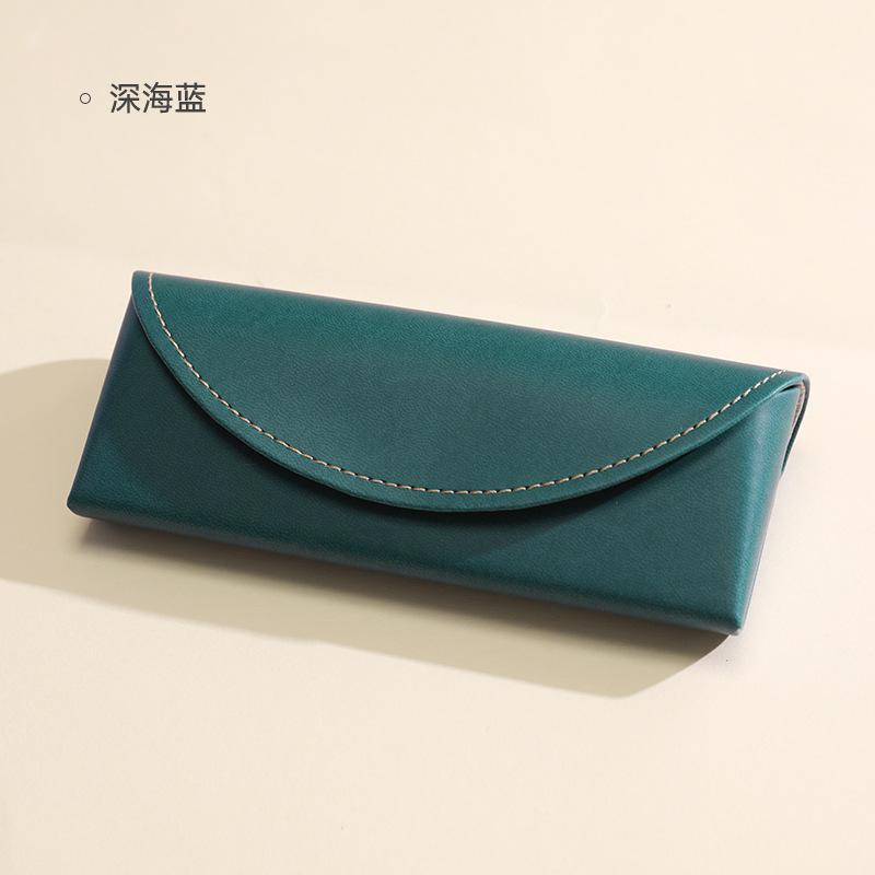 

Colorful PU Leather Eyeglass Case For Prescription Reading Sunglasses Rigid Case Women Men Trendy Small Box Glasses Accessories синій