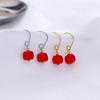 Naturalistische Chinesische Zinnoberrote Perle Kurze Ohrhaken Ethnisch Stil Einzigartiges Design Klassische Eleganz Nanhong Achat Ohrringe
