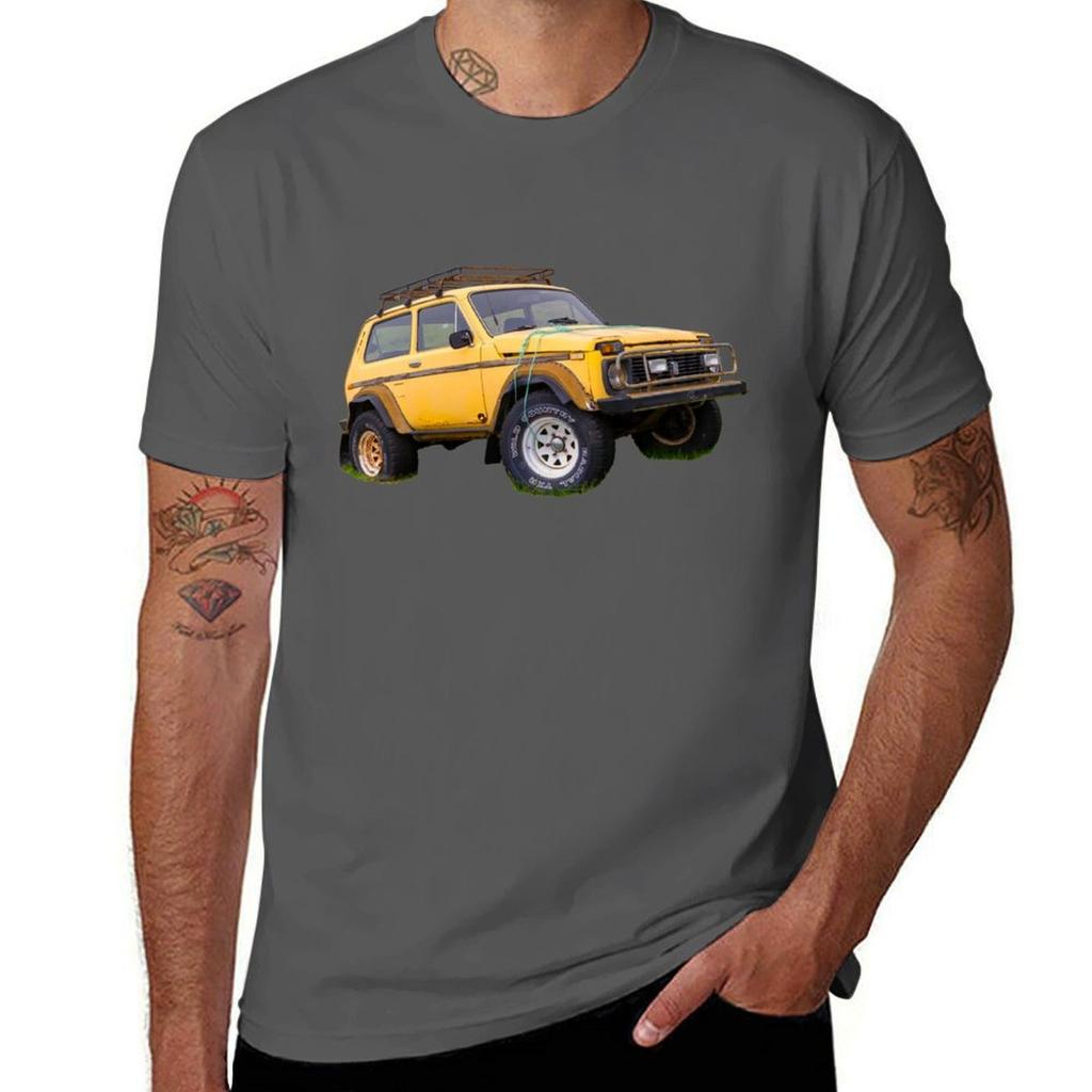 A yellow wrecked and abandoned car TShirt UV Protection Outdoor Tee Shirt